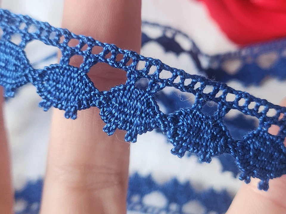 Dentelle vintage bleu DMC    coton large 3 m sur 1,5 cm A5 - Photo 1/4