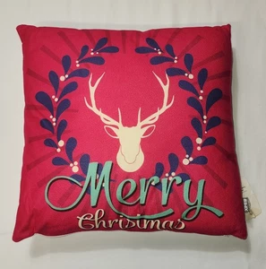 Dekorative Feiertage Weihnachten Rosa Dekokissen Rentier 15” x 15” - Bild 1 von 4