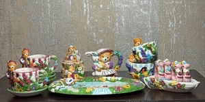 Mercuries 1996 16-teiliges handbemaltes Keramik Gartenbär Teeservice - Bild 1 von 19