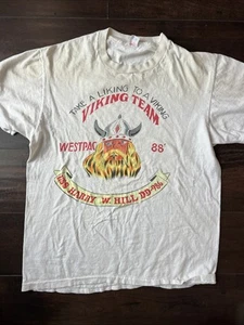 Vtg 80s Hanes USS Harry W. Hill DD-986 Viking Team USA Navy Single Stitch Tee L - Picture 1 of 7