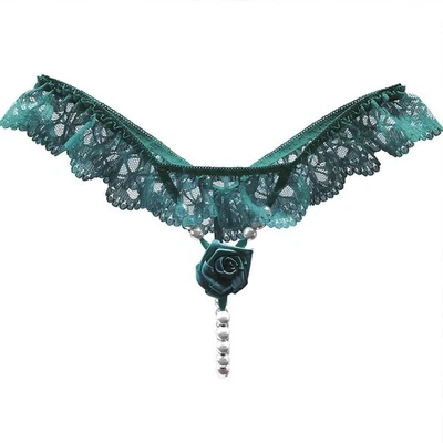 Damen Spitze Tanga G String Perlen Unterwäsche Crotchles T Back Lingerie - Bild 1 von 4