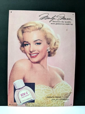 Vintage Marilyn Monroe Jon-Joy New-U Liquid Makeup Tin Sign (16" x 11") Acting - Image 1 of 4