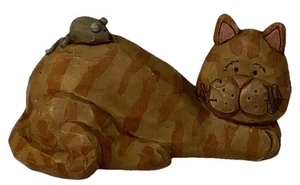 Suzi Skoglund Blossom Bucket Orange Tabby Cat With Whiskers & Mouse On Back - Picture 1 of 5