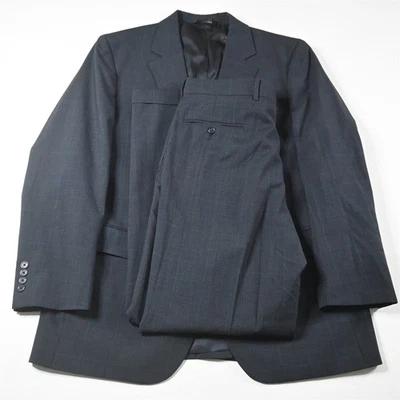 Jos A Bank 42R 34x32 Blue Glenn Check 100% Wool Mens Jacket Pants Suit - Image 1 of 4