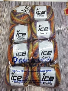 lot Paris 65916 Orange Purple Olive green Ice Yarns Fuzzy Wool Blend w/Metallic - Picture 1 of 7