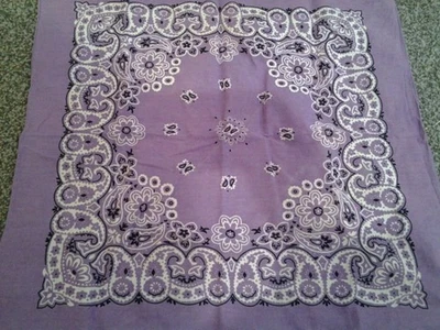 BANDANA HANKY LILA ENCAJE PAISLEY FLORAL ALGODÓN VAQUERO WESTERN HIPPIE MOTOCICLISTA BUFANDA Foto 1 de 4