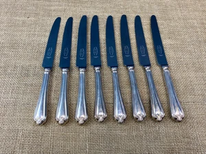 SET 8 X VINTAGE GEORGE WOOD & SONS SHEFFIELD DINNER TABLE KNIVES-24.5CM - Picture 1 of 5