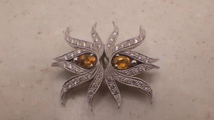 WEISSGOLD 14K DIAMANT CITRIN BROSCHE/ANHÄNGER, 7,7 GRAMM, GEMARKT: 14 (TDY029817) - Bild 1 von 5