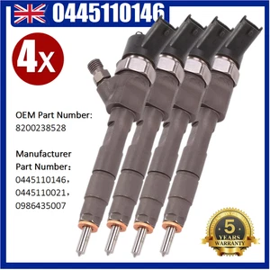 4X Diesel Einspritzdüse für Renault Trafic Vauxhall Nissan 8200238528 0445110146 - Bild 1 von 11