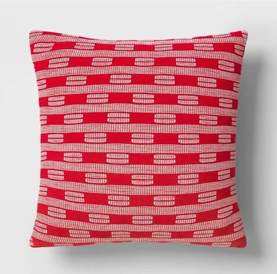 Umbral Cuadrado Decorativo Almohada Algodón Decoración Navidad Marfil/Rojo 24x24" Foto 1 de 4