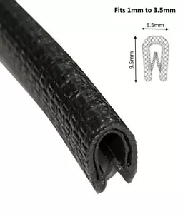 Black rubber U channel edging trim seal 10 mm x 6 mm 10 metre coil - Picture 1 of 1