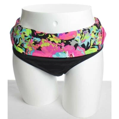 Bikini floral negro con cuchara inferior de natación Reaction Kenneth Cole Plus 3X para mujer Foto 1 de 4