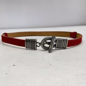 Bijoux Terner Womens Sz S/M Red Suede Adjustable Belt Silver Tone Toggle Clasp - Picture 1 of 4