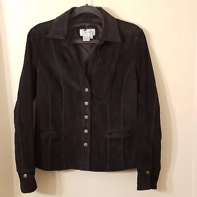 Chaqueta Live A Little LAL Mujer Talla Mediana Negra Gamuza Lavable Cuero A Presión Foto 1 de 4