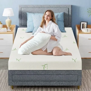 6in 8in Breathable Bamboo Cooled Mattress, Memory Foam Mattress Rolled in a Box - Picture 1 of 12
