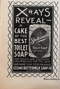 Jabón de inodoro de suero de leche de 1896 anuncio impreso antiguo, “Los rayos X revelan un pastel si es el mejor…” - Imagen 1 de 1