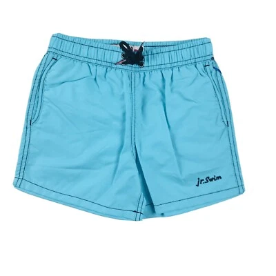 Jr. Swim Kids Arctic Blue Nylon Elastic Waist Tie Logo Swim Shorts Trunks Sz 5/6 - Image 1 of 2