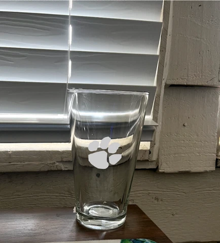 Clear NCAA Football Clemson Tigers 16 oz Pint Etched Glass Cover
