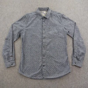 Diesel Shirt Mens Medium Gray Button Slim Long Sleeve Paisley Print Casual Pocke - Picture 1 of 19
