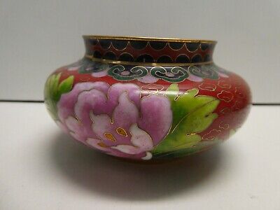 Old Cloisonne Chinese Floral Dish Bowl Floral Bird Decoration • 56$