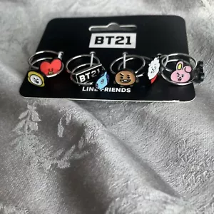 BT21 BTS Line Friends Rings Jewellery Claire's NEW K-pop Bioworld - Picture 1 of 4