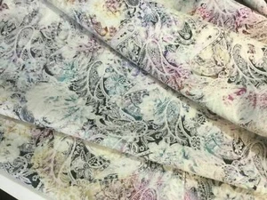 New High Class Multicolored Embossed Paisley Floral Jacquard Brocade Fabric - Picture 1 of 7
