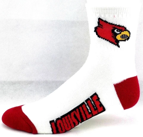 Louisville Cardinals Deuce Quarter Socks White Red Cover