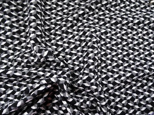 Bullet Printed Liverpool Textured Fabric Stretch Aztec Gray Black White V25 - Picture 1 of 1
