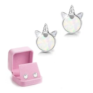 Nuevos aretes unicornio de plata de ley 925 niñas mujeres joyas nuevos ¡Envío gratuito! - Imagen 1 de 1