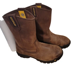 Como Nuevo Caterpillar Hombres Revólver Puntera de Acero Bota de Trabajo Cuero Talla 9 - ¡ENVÍO GRATUITO! - Imagen 1 de 16