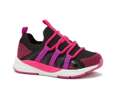 NUEVO CON ETIQUETAS Niñas Athletic Works Zapatilla Tejida Jaula Negra Rosa Espuma con Memoria Sin Cordones Talla 3 Foto 1 de 4