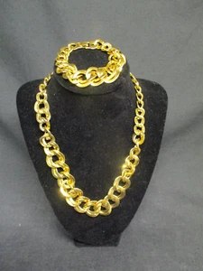 Gold-tone Thick 18" Chain Necklace & 6" Bracelet Set - Picture 1 of 5