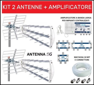 Kit Antenna Tv Digitale Terrestre UHF Centralino Amplificatore Per 2,4,6 Utenze - Immagine 1 di 3