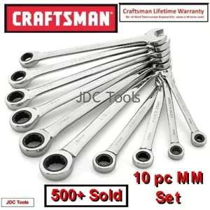 CRAFTSMAN 10pc POLISHED COMBINATION RATCHETING WRENCH SET ALL METRIC 6MM-18MM 20 - Picture 1 of 5