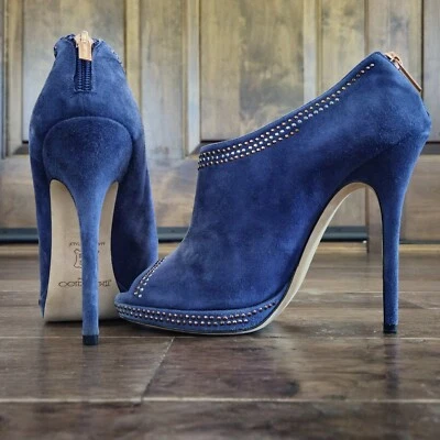 Jimmy Choo London Pumps Heels Booties Shoes Stiletto Suede Leather Italy Sz 39 - Image 1 of 4