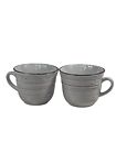 Two 2 Pfaltzgraff Trellis White Coffee Mugs Tea Cups Embossed Farmhouse Cottage