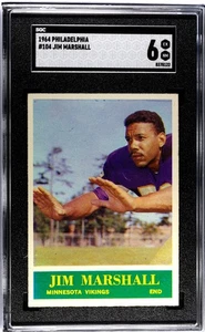 Philadelphia Jim Marshall 1964 Minnesota Vikings #104 SGC 6 estado excelente/casi nuevo - Imagen 1 de 2