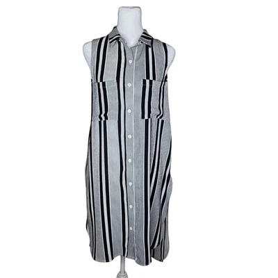 Túnica Jealous Tomato feminina listrada preta branca sem mangas tamanho pequeno - Imagem 1 de 4