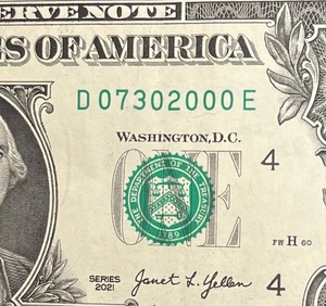 July 30, 2000 (D 07302000 E) BIRTHDAY Note $1 One Dollar Bill - Picture 1 of 3