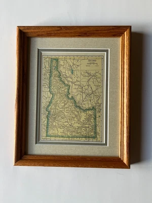 1927 Idaho State Map, Frame/Double Mat from the 1927 World Atlas SEE DESCRIPTION - Image 1 of 3