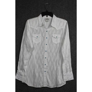 Ariat Shirt Damen Large weiß türkis Perlen Druckknopf Langarm Western Rodeo - Bild 1 von 8