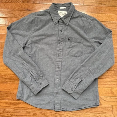 Camisa de franela gris manga larga con logotipo de Abercrombie & Fitch muscle fit XL para hombre Foto 1 de 4