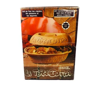 Vintage La Terrakotta Bäcker Bräter & Deckel Terrakotta Ton Schongarer Kochen - Bild 1 von 15