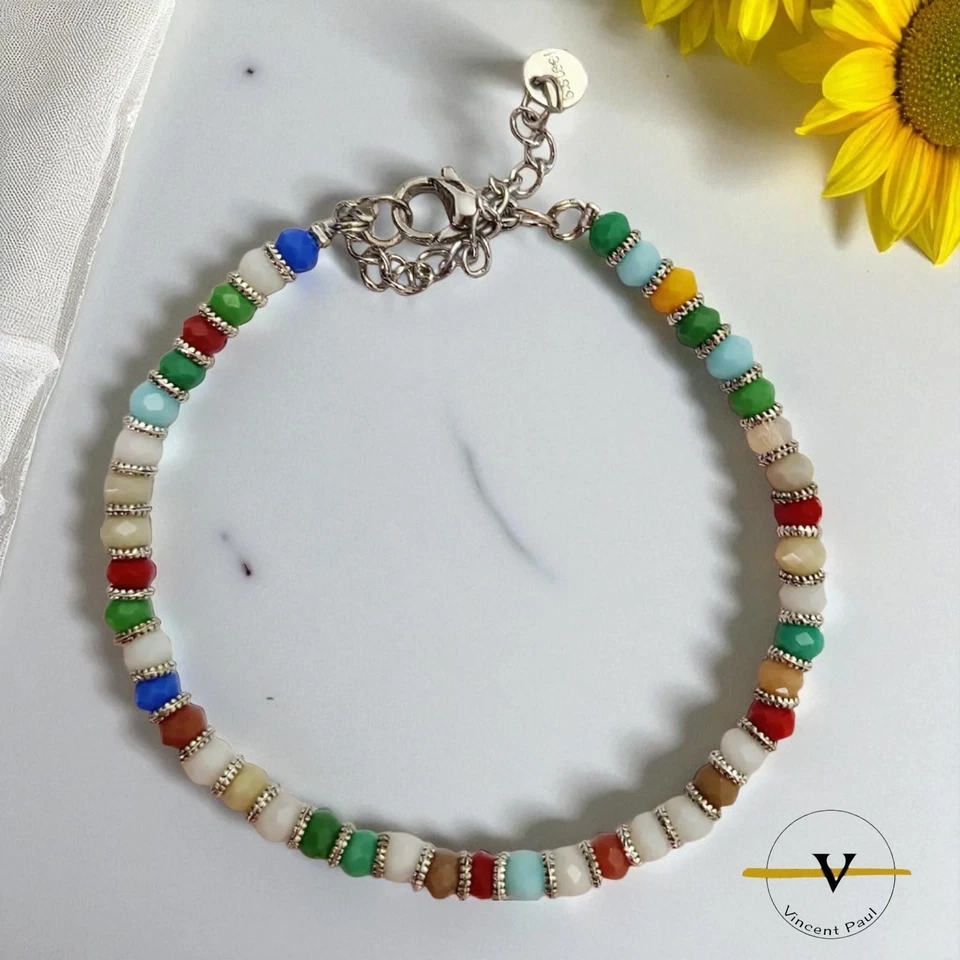 BRACCIALE DONNA ACCIAIO INOSSIDABILE E PIETRE DI CRISTALLO MULTICOLORE - Immagine 1 di 4