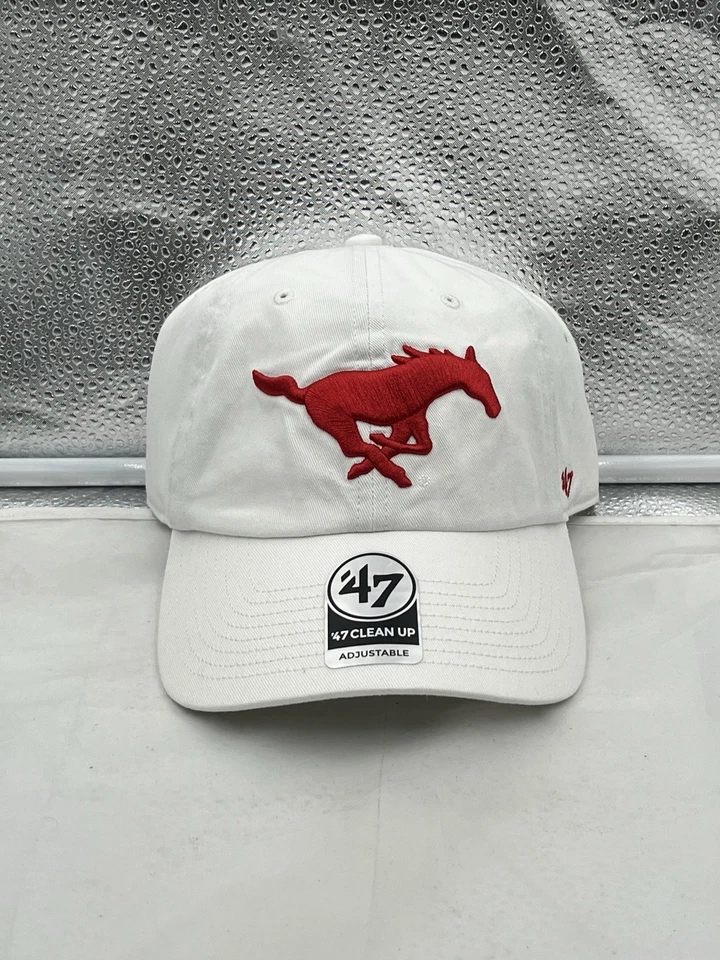 SMU Mustangs NCAA '47 Brand White Clean Up Adjustable Strapback Hat - Image 1 of 4