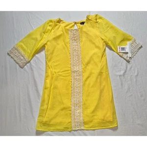 Sequin Hearts Girls Yellow Lace Party Dress 10 S/S Knee Length old money wedding - Picture 1 of 13