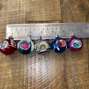 Vintage Christmas Holiday Glass Single Indented Ornaments Set of 5 - Picture 1 of 8