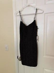 Neu mit Etikett Astr Isabel Kleid schwarz/silber Glitzer Party formell Reißverschluss Größe Small neu - Bild 1 von 12