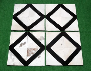PAIR of 4 NEW COWHIDE LEATHER CUSHION COVER RUG COW HIDE HAIR ON PILLOW M6320 - Imagen 1 de 4