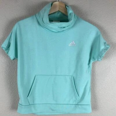 Adidas Shirt Girls Large Green Loose Neck Logo School Play Everyday Sporty - Image 1 of 4